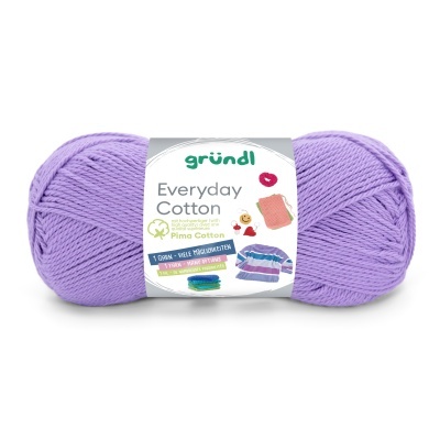 Novelo de fio lilás de algodão com etiqueta branca