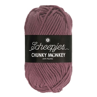 Novelo de lã grossa bordeaux com etiqueta preta Scheepjes Chunky Monkey