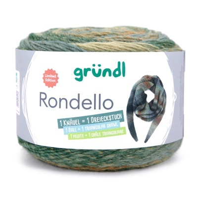 Novelo de lã colorida com etiqueta fundada Grundl
