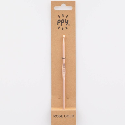 Agulha de croché rose gold em embalagem de cartão kraft