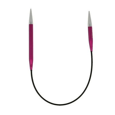 Agulhas circulares para tricô metálicas com pontas prateadas e cabo preto flexível