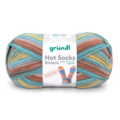 Novel de lã multicolor para meias com etiqueta branca da marca gründl Hot Socks Riviera