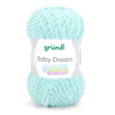 Novelo de lã turquesa Baby Dream da grunnl, textura felpuda.