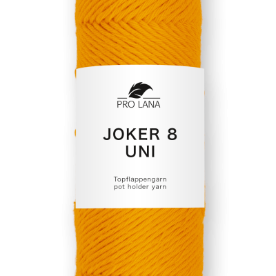 Novelo de lã laranja com etiqueta da marca PRO LANA