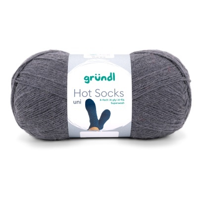 Novelo de lã cinzenta gründl Hot Socks uni com etiqueta