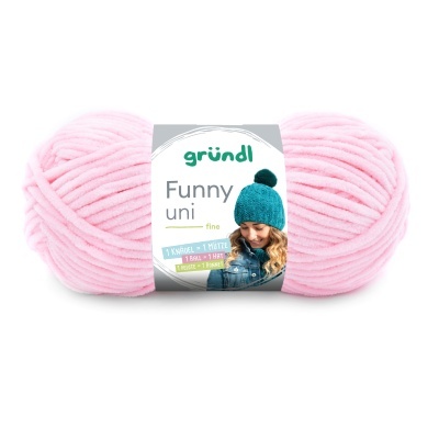 Novelo de lã cor-de-rosa Gründl Funny uni fine com etiqueta