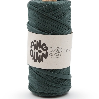 Rolo de fio verde escuro com etiqueta branca PINGOUIN
