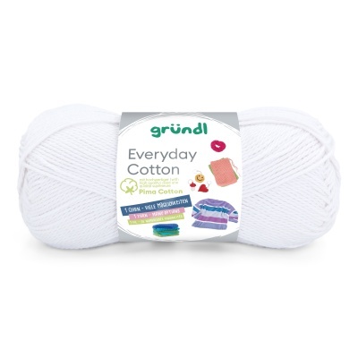 Novelo de fio branco de algodão Everyday Cotton Pima Cotton da marca gründl
