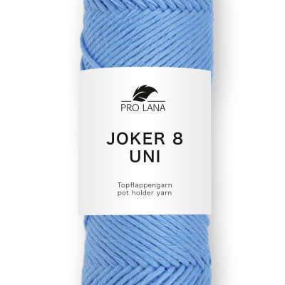 Novelo de lã azul claro com etiqueta branca PRO LANA JOKER 8 UNI