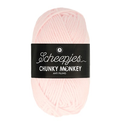 Novelo de lã rosa claro com rótulo Scheepjes Chunky Monkey