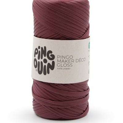 Rolo de fio grosso vinho rotulado PINGOUIN PINGO MAKER DÉCO GLOSS.