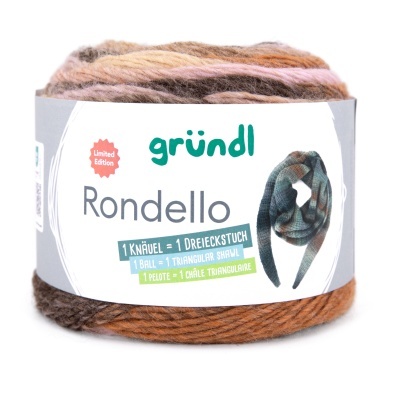Novelo de lã multicolorida com etiqueta Gründl Rondello