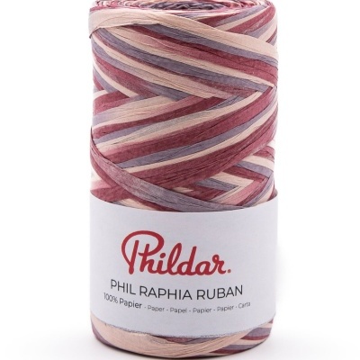 Rolo de fita de ráfia colorida com etiqueta Phildar
