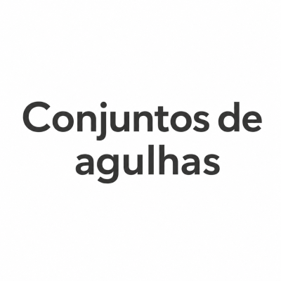 Texto Conjuntos de agulhas em letras pretas sobre fundo branco