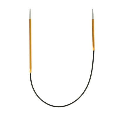 Agulhas circulares de tricô metal dourado com fio preto