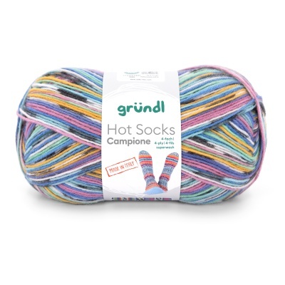 Novelo de lã colorida para meias da marca grűndl Hot Socks Campione
