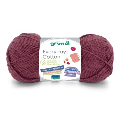 Novelo de fio de algodão Everyday Cotton da marca gründl cor vinho