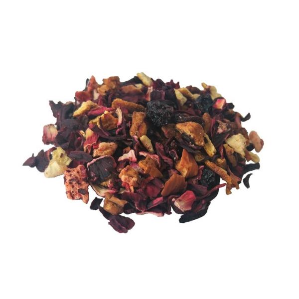 Mistura colorida de chá de ervas com frutas e flores secas