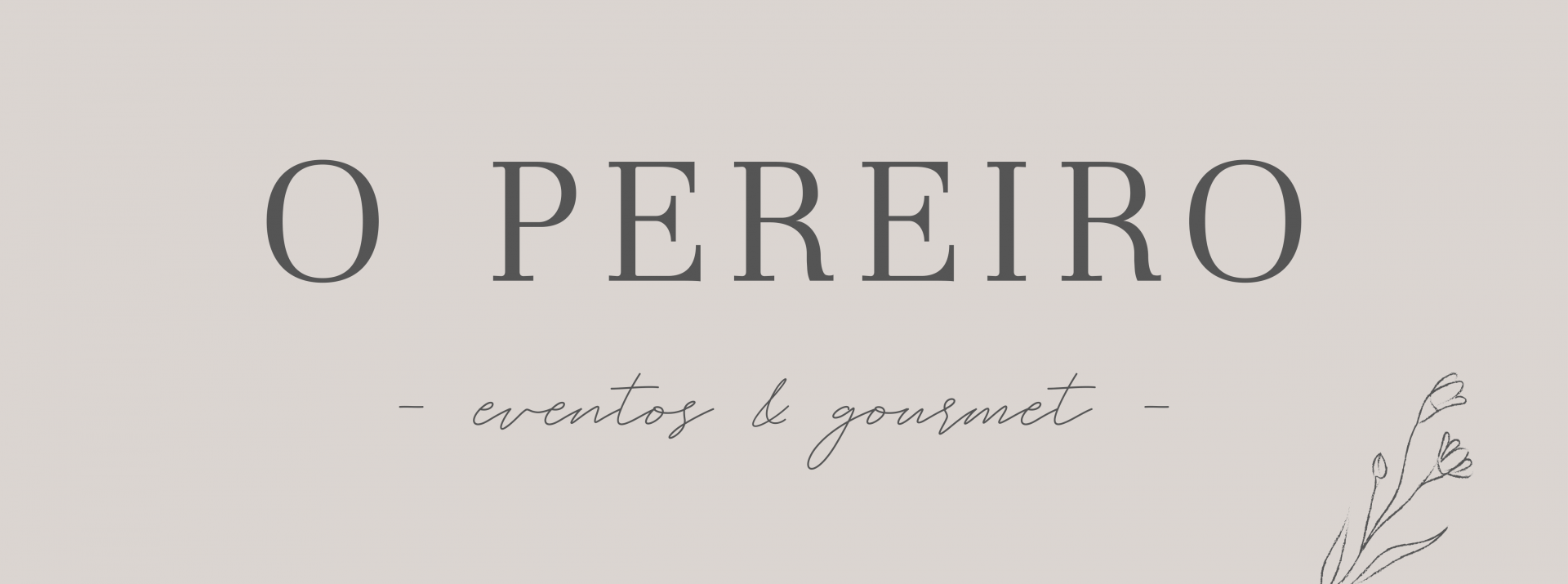 Logotipo O PEREIRO eventos & gourmet com ramo floral
