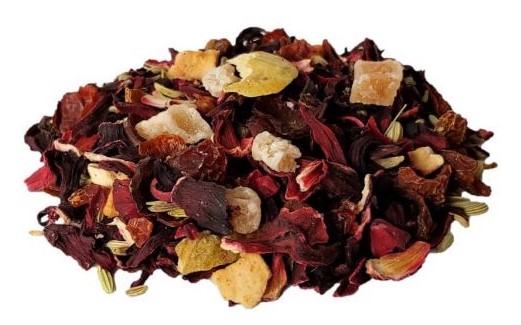 Mistura colorida de chá de ervas com frutas secas e flores