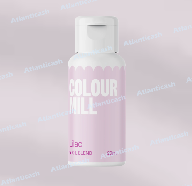 Corante Colour Mill Oil Blend Lilac 20ml Frasco plástico lilás com tampa branca e texto COLOUR MILL Lilac OIL BLEND 60 ml