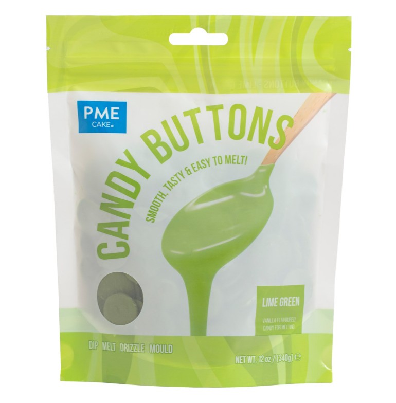 Candy Buttons PME - Verde Lima – 340 g Pacote de Candy Buttons PME Cake verde lima, 340g, para derreter e moldar