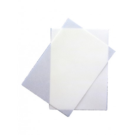 Folha de hóstia 21x29.7 cm (Fina) 0,27mm - Conj 10 Duas placas retangulares transparentes sobre fundo branco