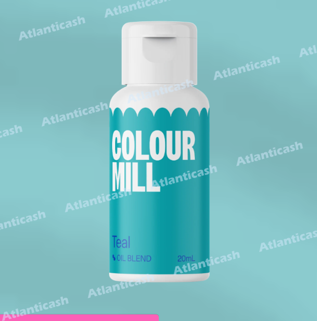 Corante Colour Mill Oil Blend Teal 20ml Frasco branco com rótulo azul turquesa e texto COLOUR MILL