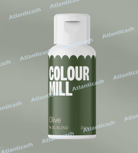 Corante Colour Mill Oil Blend Olive 20ml Frasco branco com rótulo verde-oliva COLOUR MILL Olive OIL BLEND 20ml