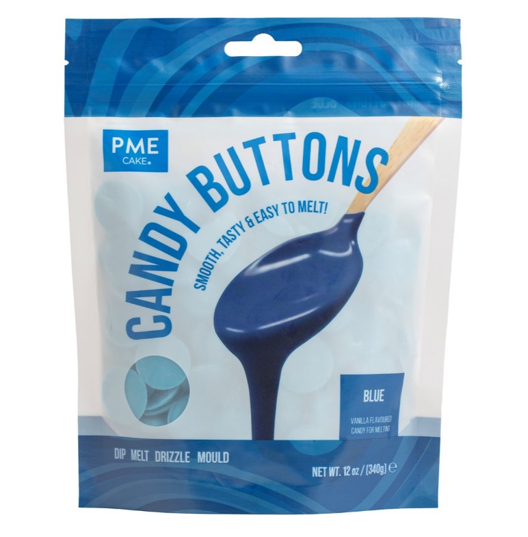 Candy Buttons PME - Azul – 340 g Pacote de Candy Buttons azul PME Cake para derreter