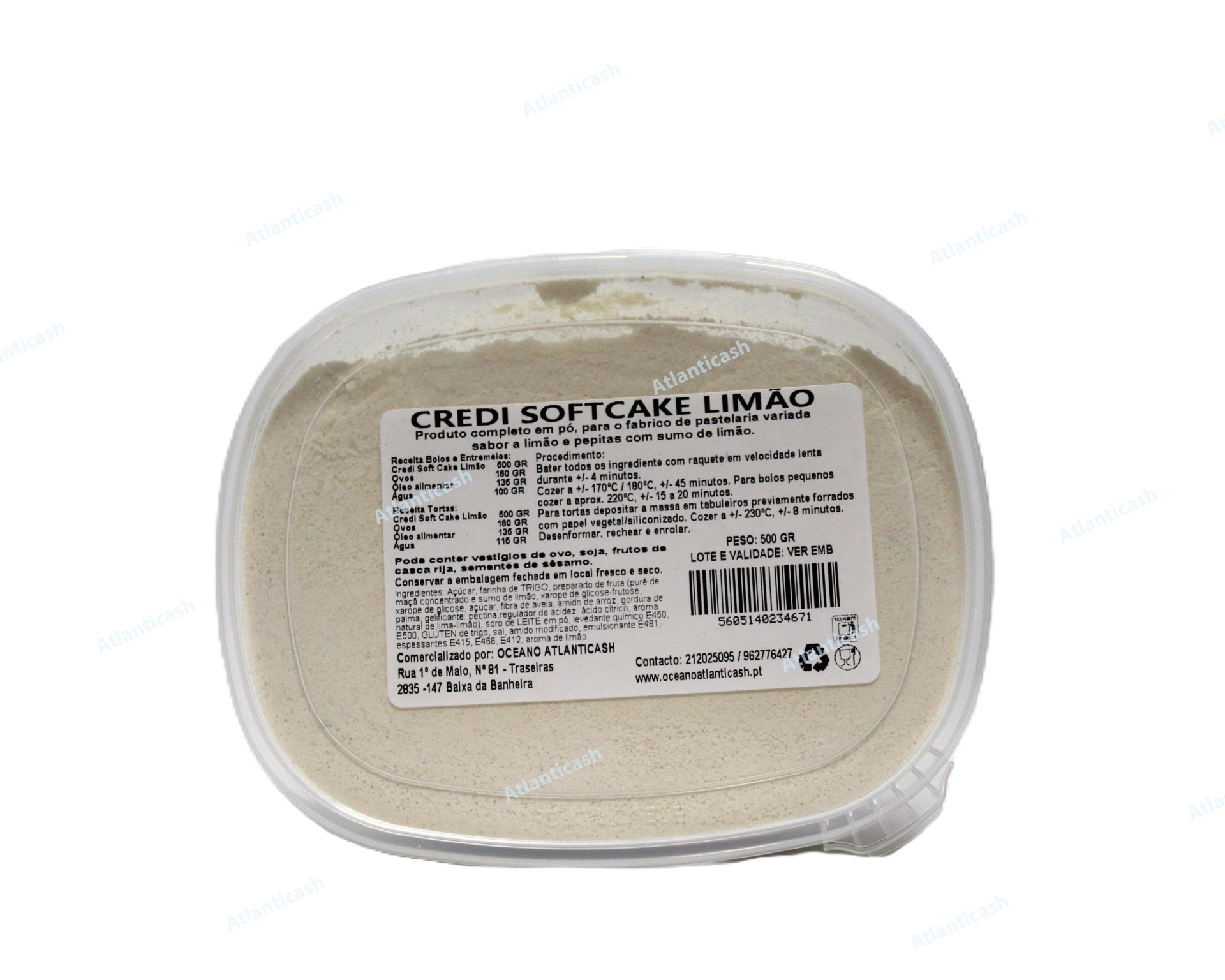 CREDI SOFTCAKE LIMÃO ( 500 gr. / 10 Kg.) Embalagem plástica com bolo softcake de limão e rótulo detalhado