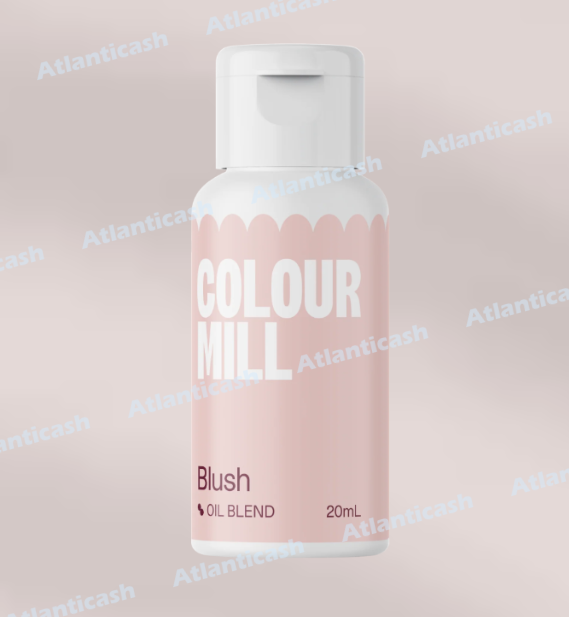 Corante Colour Mill Oil Blend Blush 20ml Frasco branco de 20mL com rótulo rosa e texto Colour Mill Blush Oil Blend