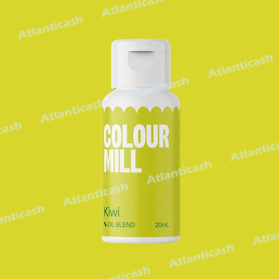 Corante Colour Mill Oil Blend Kiwi 20ml Frasco de óleo com etiqueta verde e texto branco e verde