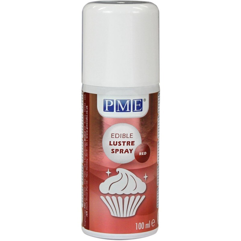 Corante Spray Vermelho 100ml | Pme Lustre Spray Spray comestível vermelho PME Lustre Spray 100 ml com imagem de cupcake
