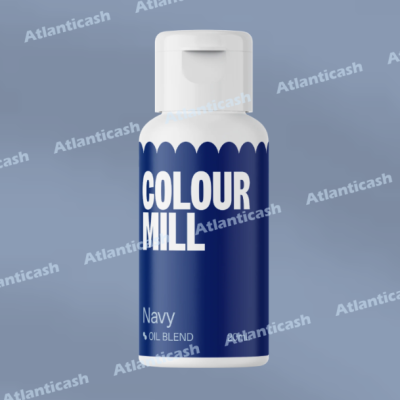 Frasco branco com rótulo azul escuro e texto branco