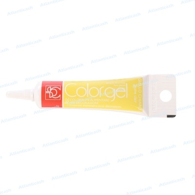 Tubo de gel colorido amarelo com tampa branca