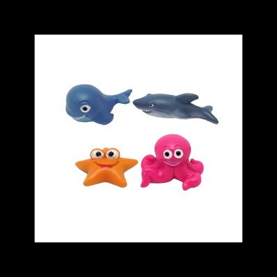 Brinquedos de animais marinhos em plástico colorido
