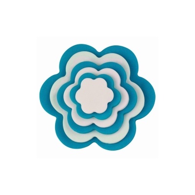 Conjunto de cortadores de bolachas em forma de flor azul e branco