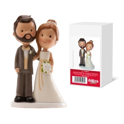 Figurinhas noivo e noiva para bolo de casamento com embalagem