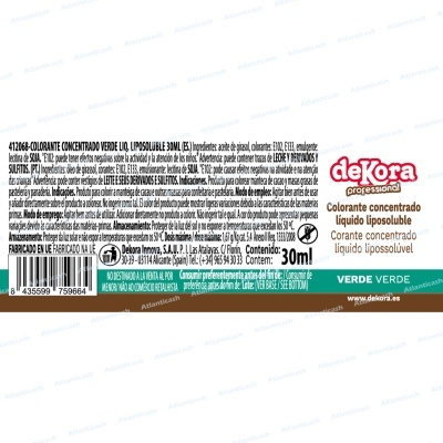 Embala liquido lipossolúvel Dekora 30ml para corante alimentar