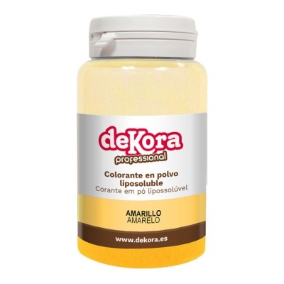 Frasco de corante em pó lipossolúvel amarelo Dekora professional