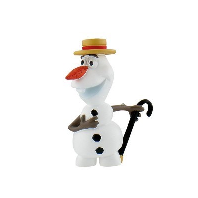 Boneco de neve com chapéu amarelo e bastão preto