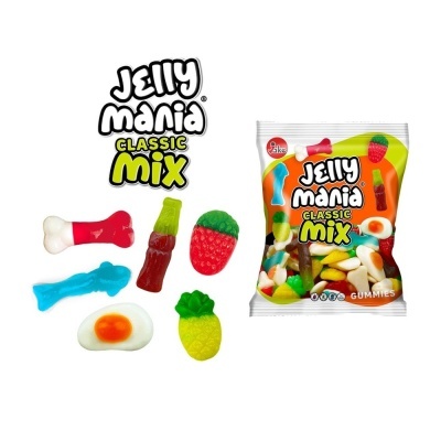 Pacote de gomas Jelly Mania Classic Mix com várias gomas coloridas