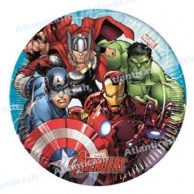 Balão redondo com os personagens dos Vingadores da Marvel em cores vibrantes