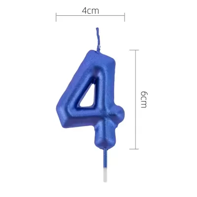 Vela número 4 azul metálica para bolo