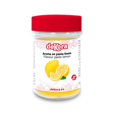 Frasco de pasta aromatizante de limão da marca deKora com tampa vermelha