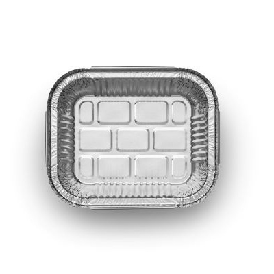 tabuleiro quadrado descartável de alumínio com divisões, fundo branco