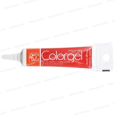 Tubo vermelho e branco de corante alimentar Colorgel cor Rosa Lilás