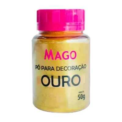 Frasco de pó para decoração dourado com tampa cor-de-rosa