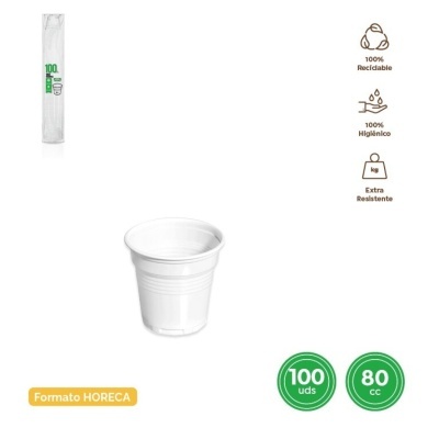 Copo descartável branco plástico 80 cc pacote 100 unidades